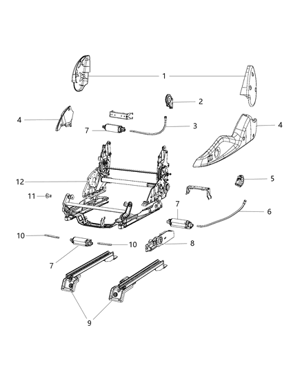 2014 Dodge Viper Adjusters, Recliners & Shields - Power Diagram