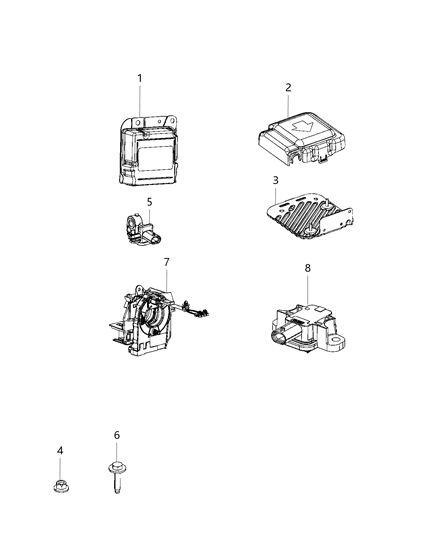 2019 Ram 2500 Air Bag Modules Impact Sensor & Clock Springs Diagram