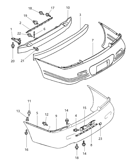 2000 Chrysler Sebring Rear Bumper Diagram for MR296450