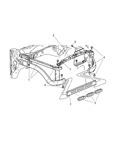 2006 Dodge Ram 1500 Radiator Closure Frame Support Diagram