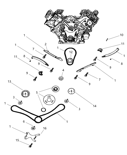 2005 Dodge Dakota Timing Chain & Guides Diagram 2