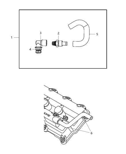 2008 Chrysler Sebring Hose-PCV Diagram for 4892102AB