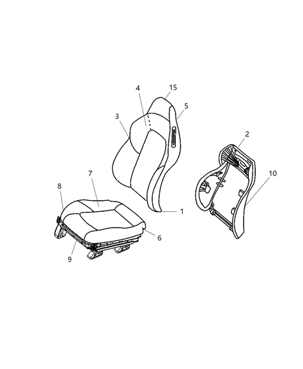 2008 Chrysler Crossfire Front Seat Cushion Cover Diagram for 1BH97BD5AA