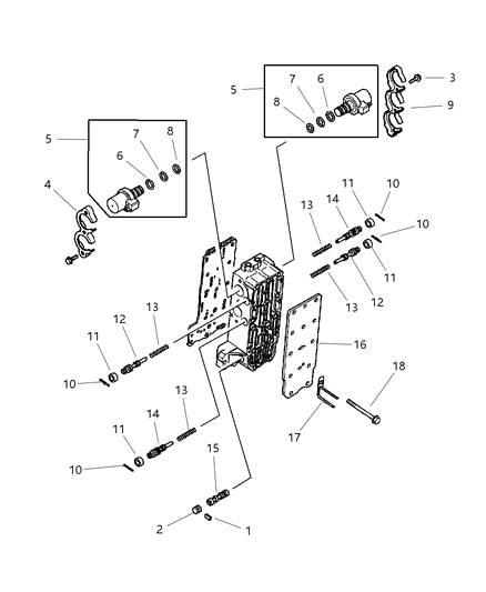 2002 Dodge Stratus Coupe Valve Body - Components Diagram 2