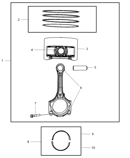 2010 Chrysler Town & Country Pistons , Piston Rings , Connecting Rods And Connecting Rod Bearings Diagram 4