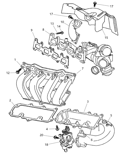 2003 Chrysler Sebring Sedan & Convertible Manifolds - Intake & Exhaust Diagram 2