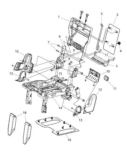 2012 Dodge Grand Caravan Third Row - 60/40 Stow & Go - 40% Side Diagram