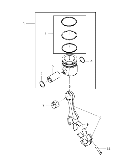 2011 Ram 3500 Pistons, Piston Rings, Connecting Rods & Connecting Rod Bearing Diagram