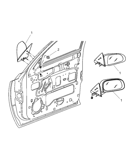 2005 Dodge Dakota Outside Rear View Mirror Diagram for 55077624AC