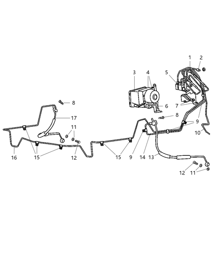 2002 Jeep Liberty Line Brake Diagram for 52128293AA