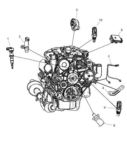 2007 Jeep Grand Cherokee Sensors - Engine Diagram 4