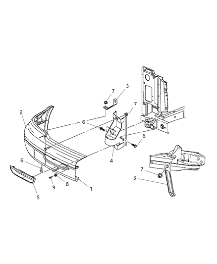 1999 Dodge Ram Van Bumper, Front Diagram