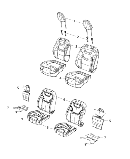 2020 Jeep Cherokee Front Seat Cushion Cover Diagram for 6ST04LR5AA