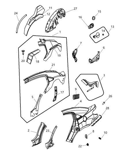 2012 Chrysler 200 Panel-Rear WHEELHOUSE Diagram for 5074095AE