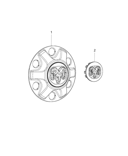 2020 Ram 1500 Wheel Center Cap Diagram for 6KF18RXFAA