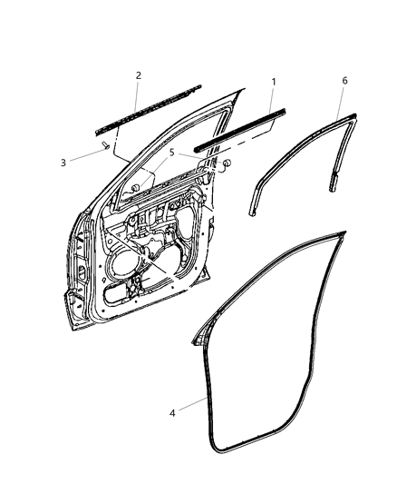 2016 Jeep Grand Cherokee Weatherstrips - Front Door Diagram