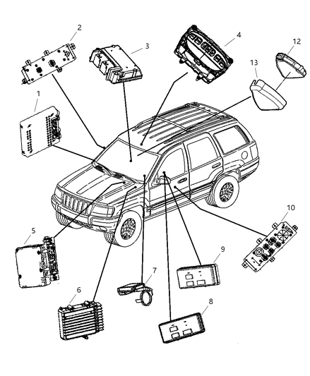 2002 Jeep Grand Cherokee Module-Compass Temperature Diagram for 56042749AF