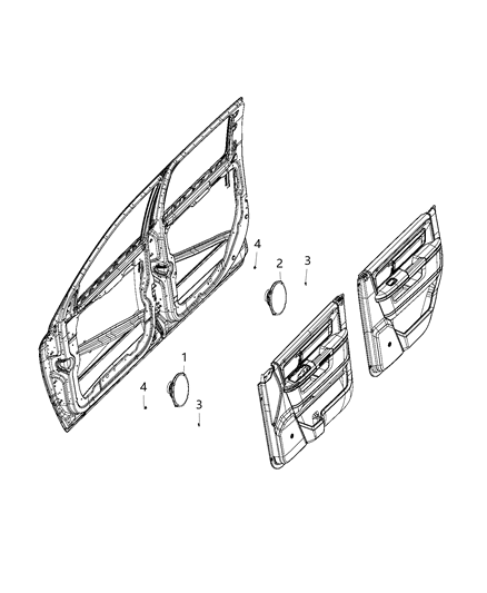 2019 Ram 1500 Speaker, Front & Rear Door Diagram 3