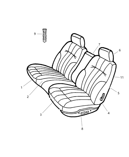 2004 Chrysler Concorde Seat Back Cover Diagram for ZJ781DVAA