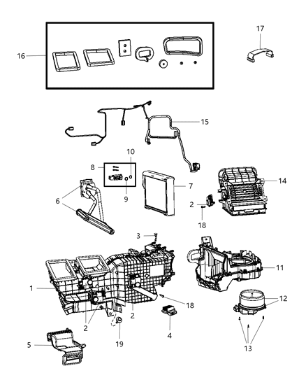 2014 Ram 2500 A/C & Heater Unit Zone Diagram