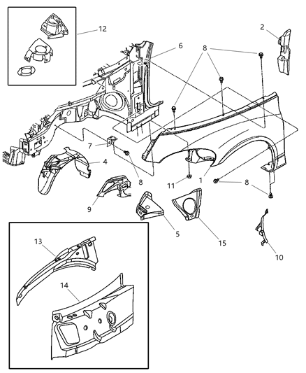 2009 Chrysler PT Cruiser Front Fender Diagram