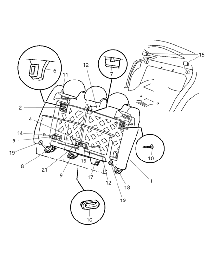 2004 Dodge Neon Seat Back-Rear Seat Back Diagram for YH781DVAA