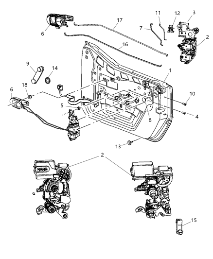 2009 Jeep Wrangler Front Door Latch Diagram for 4589505AE