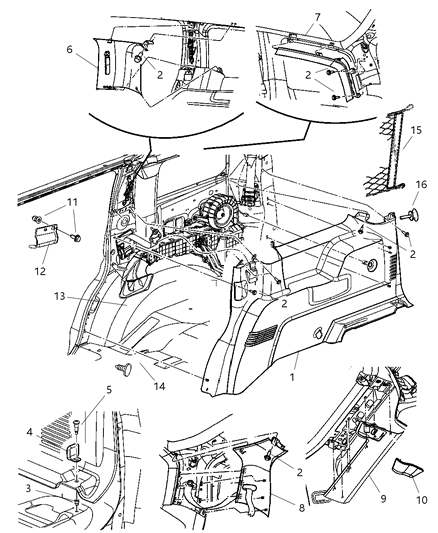 2006 Dodge Durango Panel-Quarter Trim Diagram for 5HX15ZJ3AG