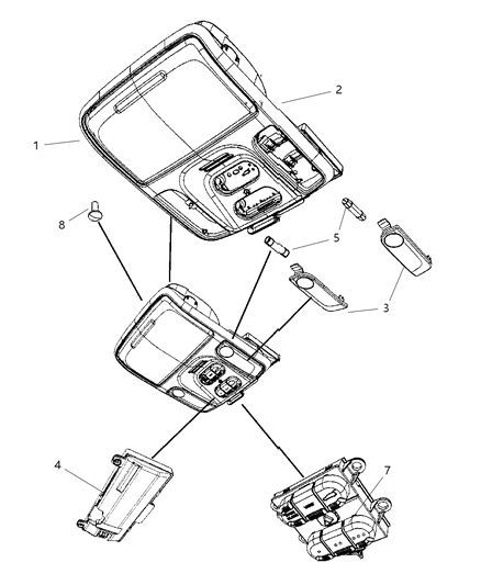 2008 Chrysler Pacifica Console-Overhead Diagram for XZ521W1AA