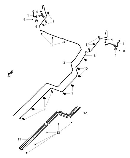 2015 Jeep Cherokee Brake Tubes & Hoses Diagram 2