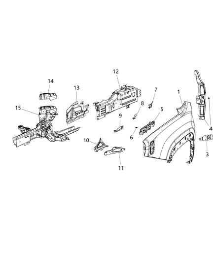 2016 Jeep Renegade Fender-Fender Diagram for 68263313AA