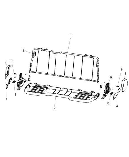 2016 Ram 1500 Crew Cab, Rear Seat Hardware, Bench Diagram