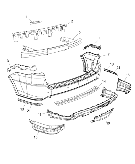 2017 Dodge Durango Rear Upper Bumper Cover Diagram for 68304552AB