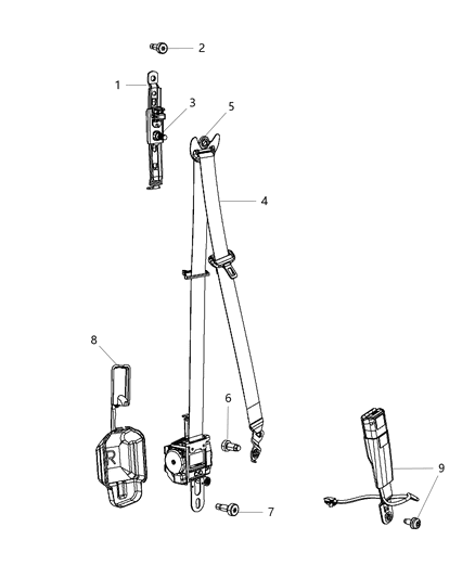 2016 Jeep Grand Cherokee Seat Belts First Row Diagram