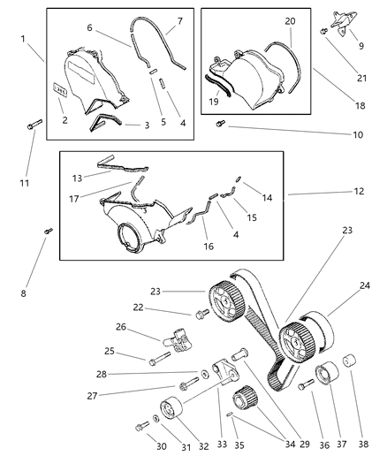 1998 Dodge Stratus Timing Belt & Cover Diagram 3