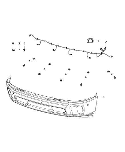 2018 Ram 1500 Park Assist, Front Diagram