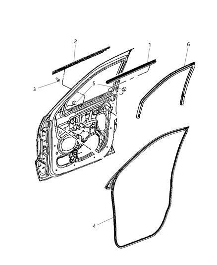 2011 Jeep Grand Cherokee WEATHERSTRIP-Front Door Belt Outer Diagram for 55399290AB