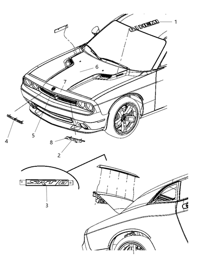 2008 Dodge Challenger Nameplate Diagram for 68060396AA