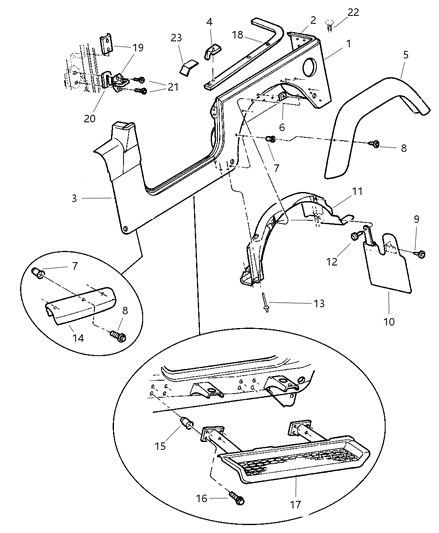 1997 Jeep Wrangler Extension Fender Diagram for 5DV13TX8