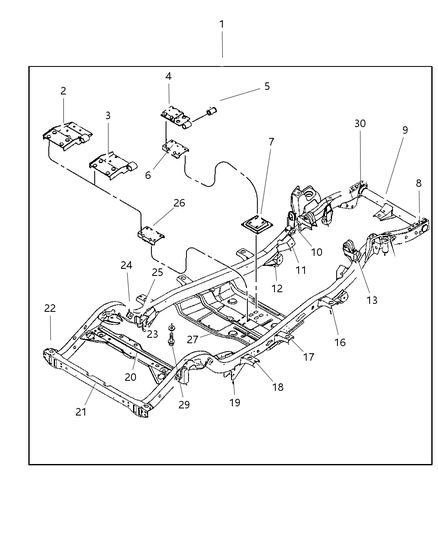 2005 Jeep Wrangler CROSSMEMBER-Intermediate Rear Diagram for 52058136AB