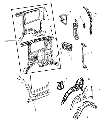 2012 Jeep Liberty Rear Aperture (Quarter) Panel Diagram