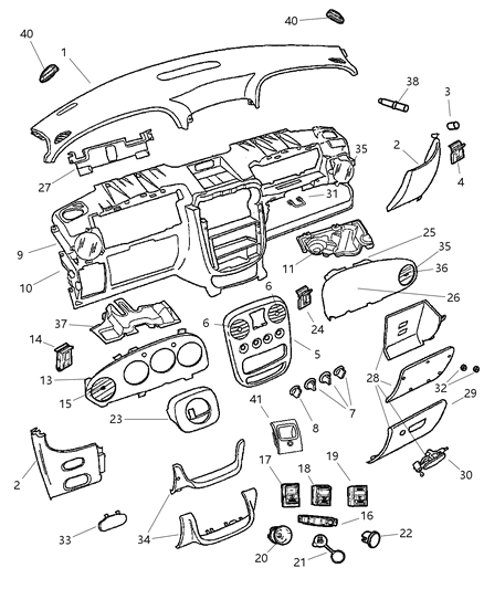 2005 Chrysler PT Cruiser Glove Box-Instrument Panel Diagram for RB331FLAB