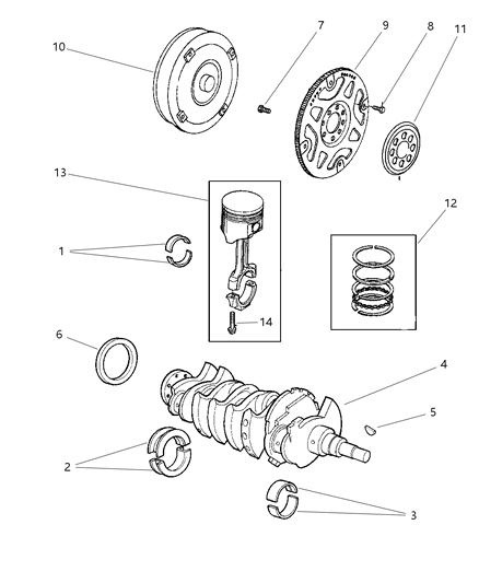 1999 Chrysler Sebring Crankshaft , Piston And Torque Converter Diagram 1