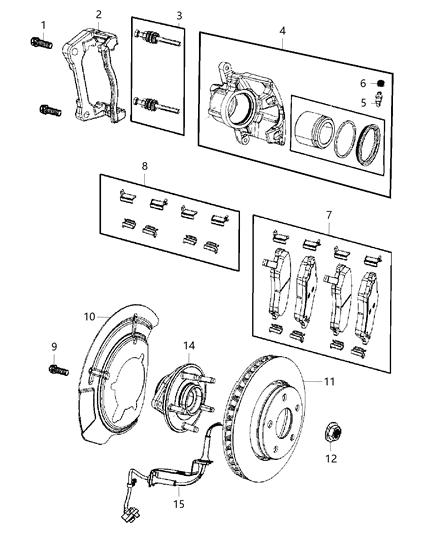 2015 Jeep Renegade Disc Brake Pad Set Front Diagram for 68353886AA