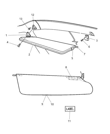 2003 Dodge Ram Van Visor-Illuminated Diagram for 5GD271L2AF