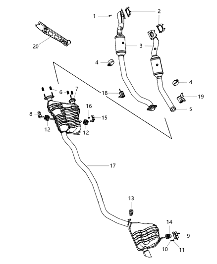 2012 Jeep Grand Cherokee Exhaust Muffler And Tailpipe Diagram for 5147362AC