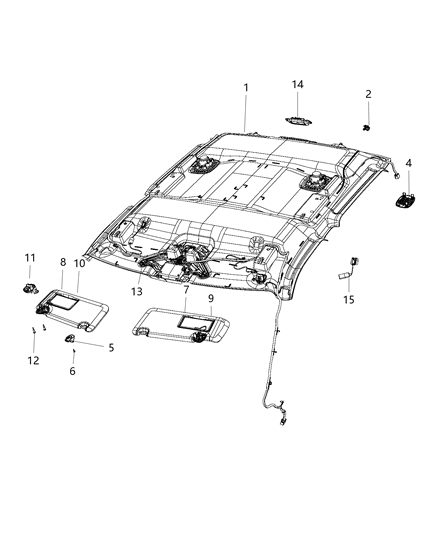 2017 Ram 3500 Headliner Diagram for 6KB34BD1AB