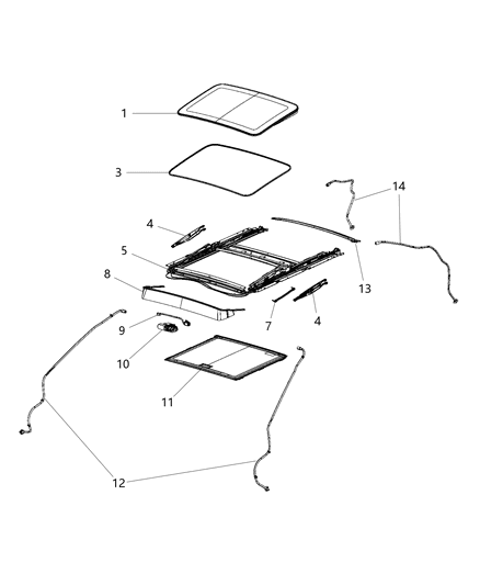 2020 Dodge Charger Sunroof & Related Parts Diagram