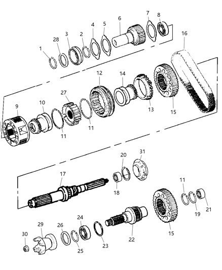 2003 Dodge Ram 3500 Shaft-Transfer Case Diagram for 5086327AA