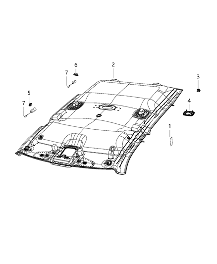 2019 Ram 3500 Headliner Diagram for 6XR61HL1AA